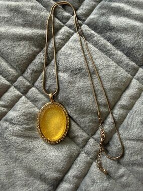 Gold-Tone Yellow Oval Pendant Necklace - Women Jewelry